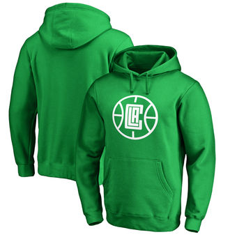 A Clippers Fanatics Branded St. Patrick's Day White Logo Pullover Hoodie - Kelly Green